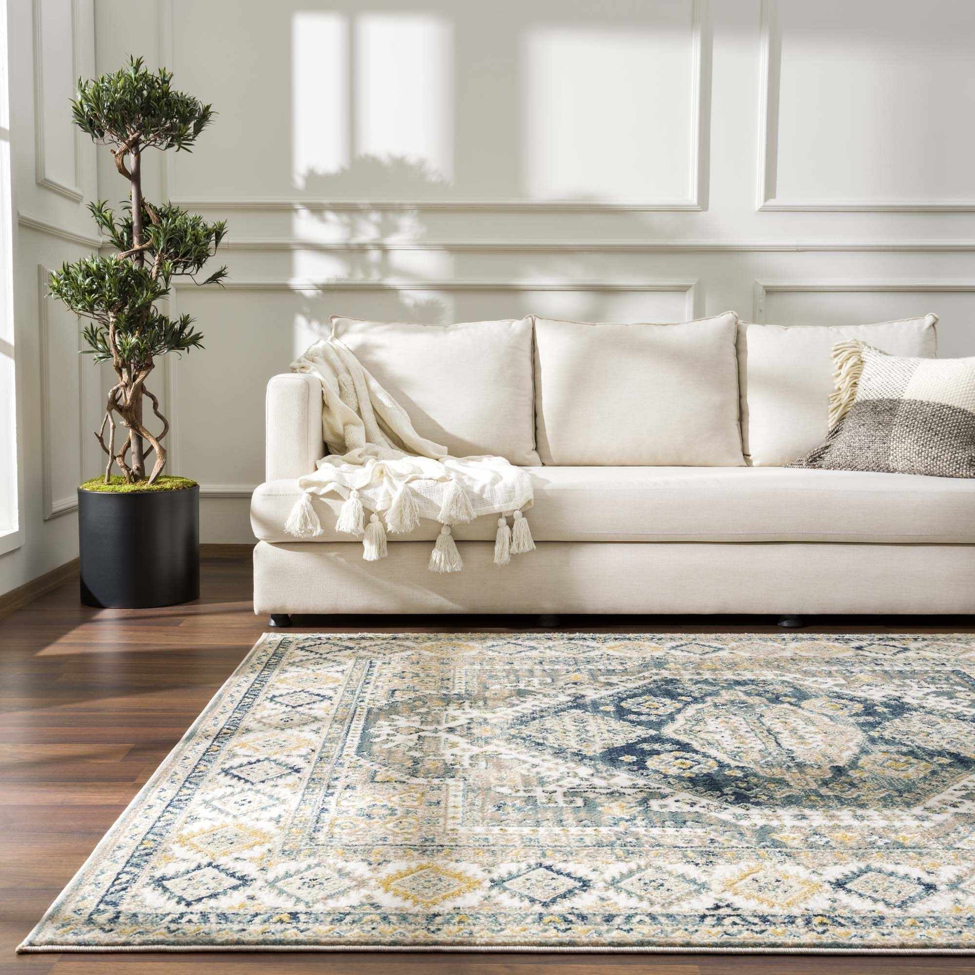 Brend Blue Medallion Area Rug - Boutique Rugs