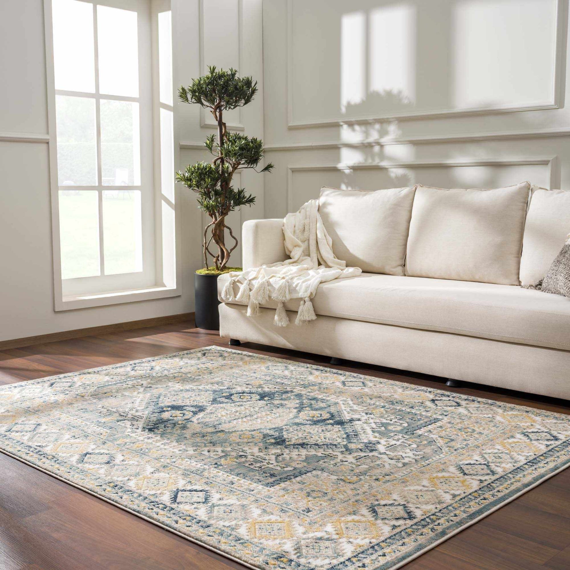Brend Blue Medallion Area Rug - Boutique Rugs