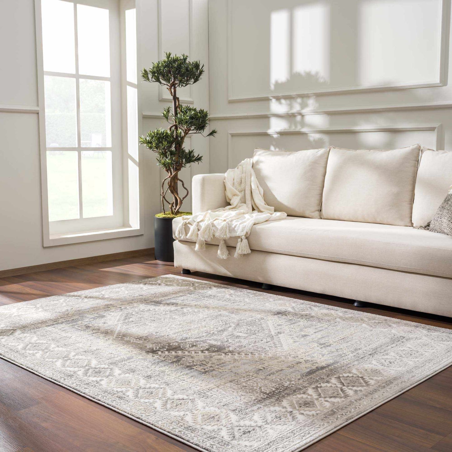 Brend Taupe Medallion Area Rug - Boutique Rugs