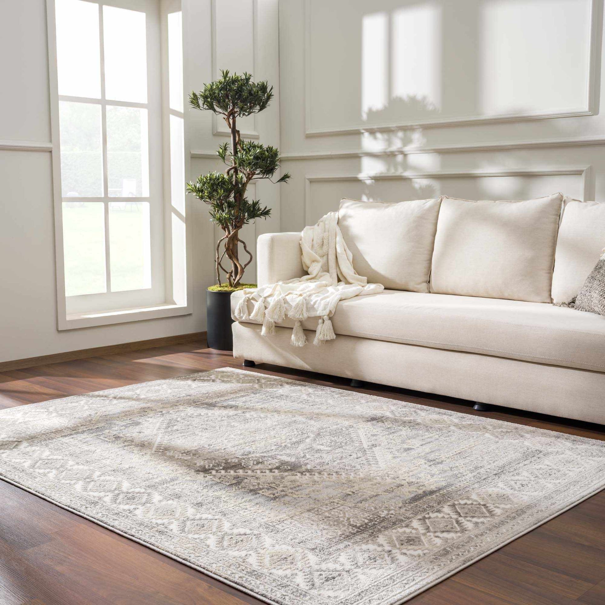 Brend Taupe Medallion Area Rug - Boutique Rugs