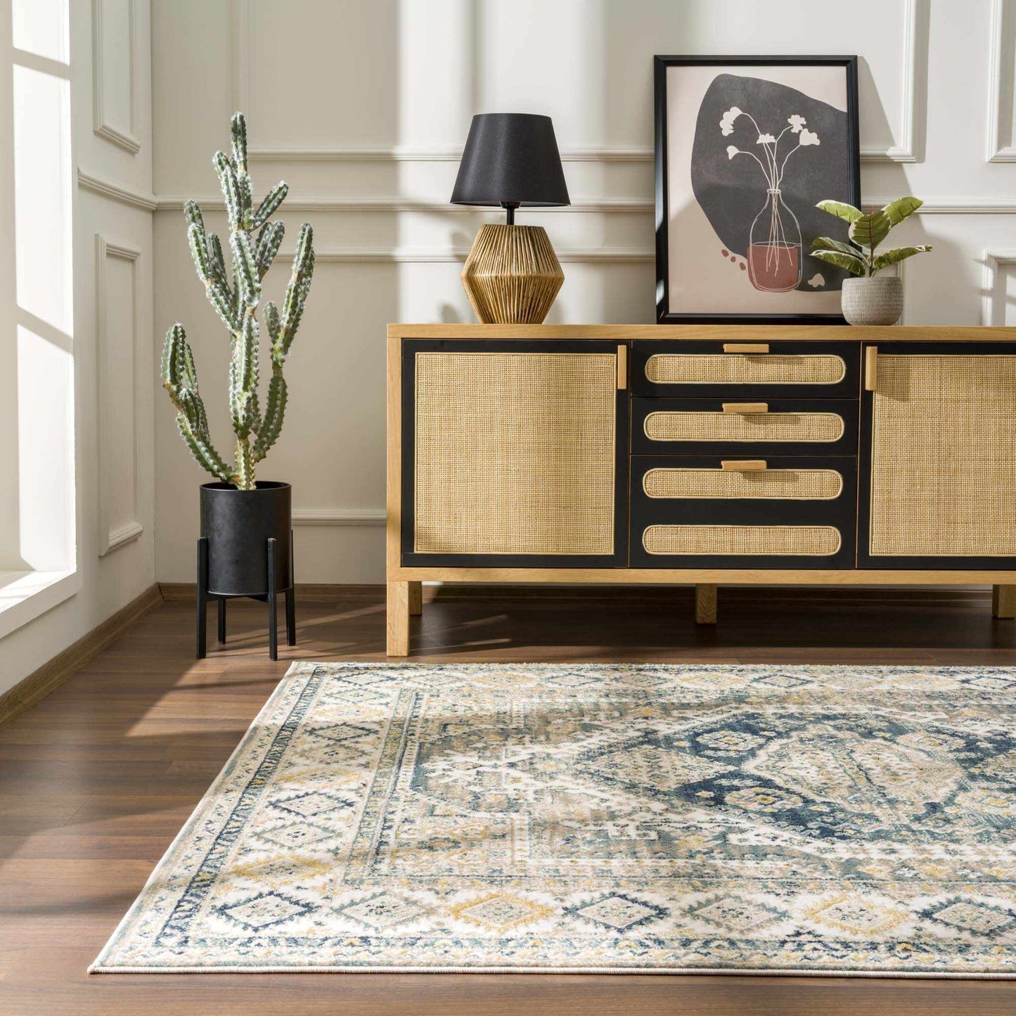 Brend Blue Medallion Area Rug - Boutique Rugs