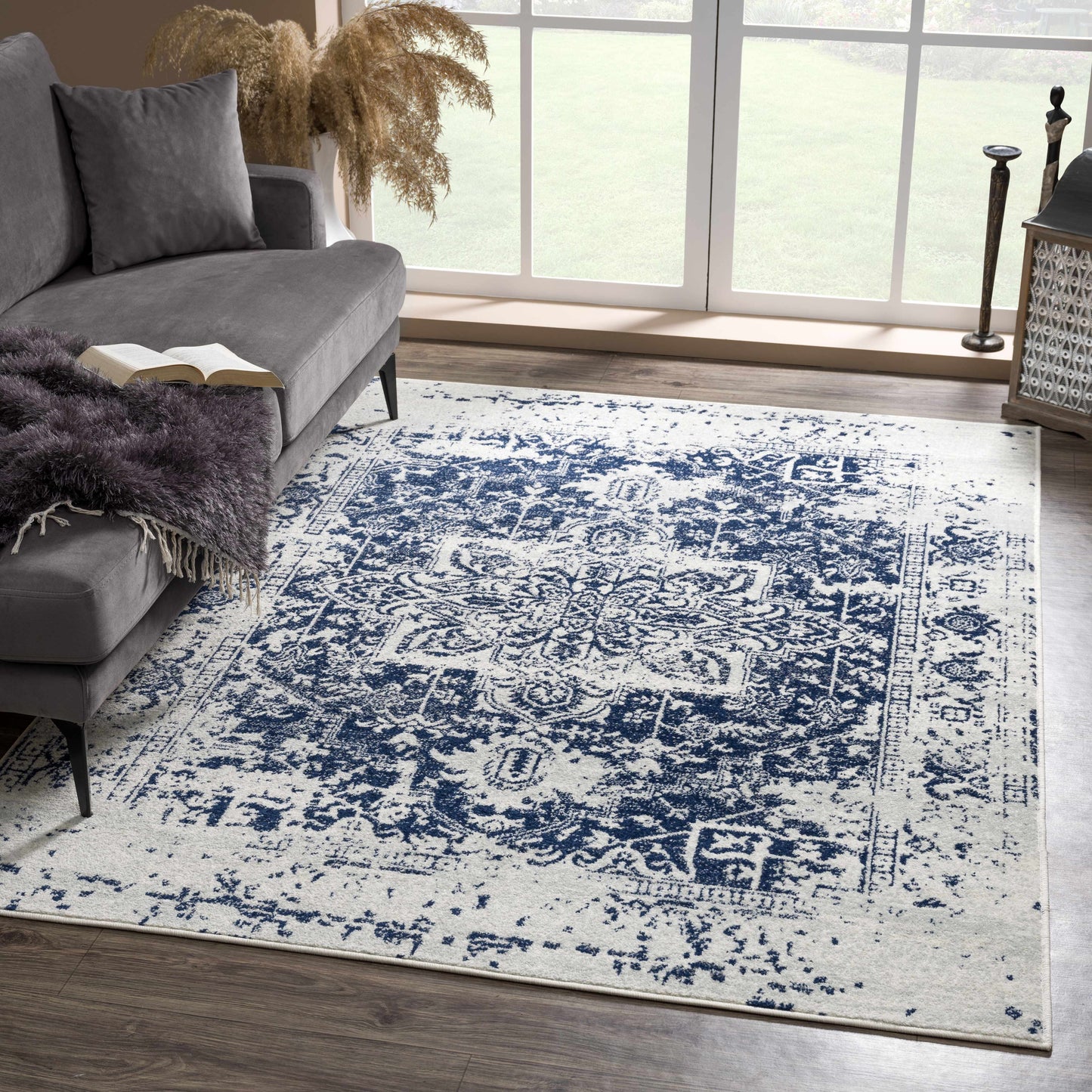 Tapis bleu marine Rachel