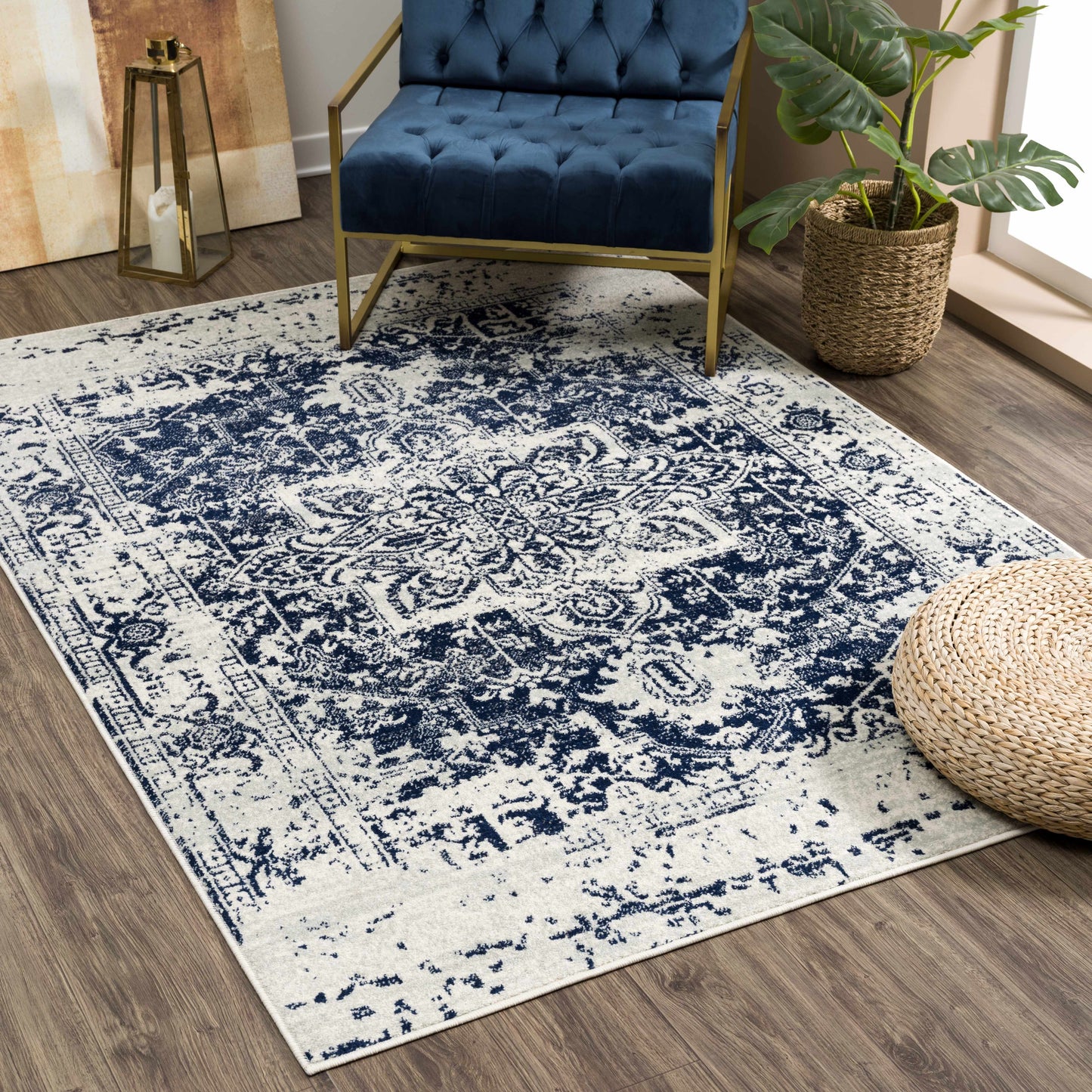 Tapis bleu marine Rachel