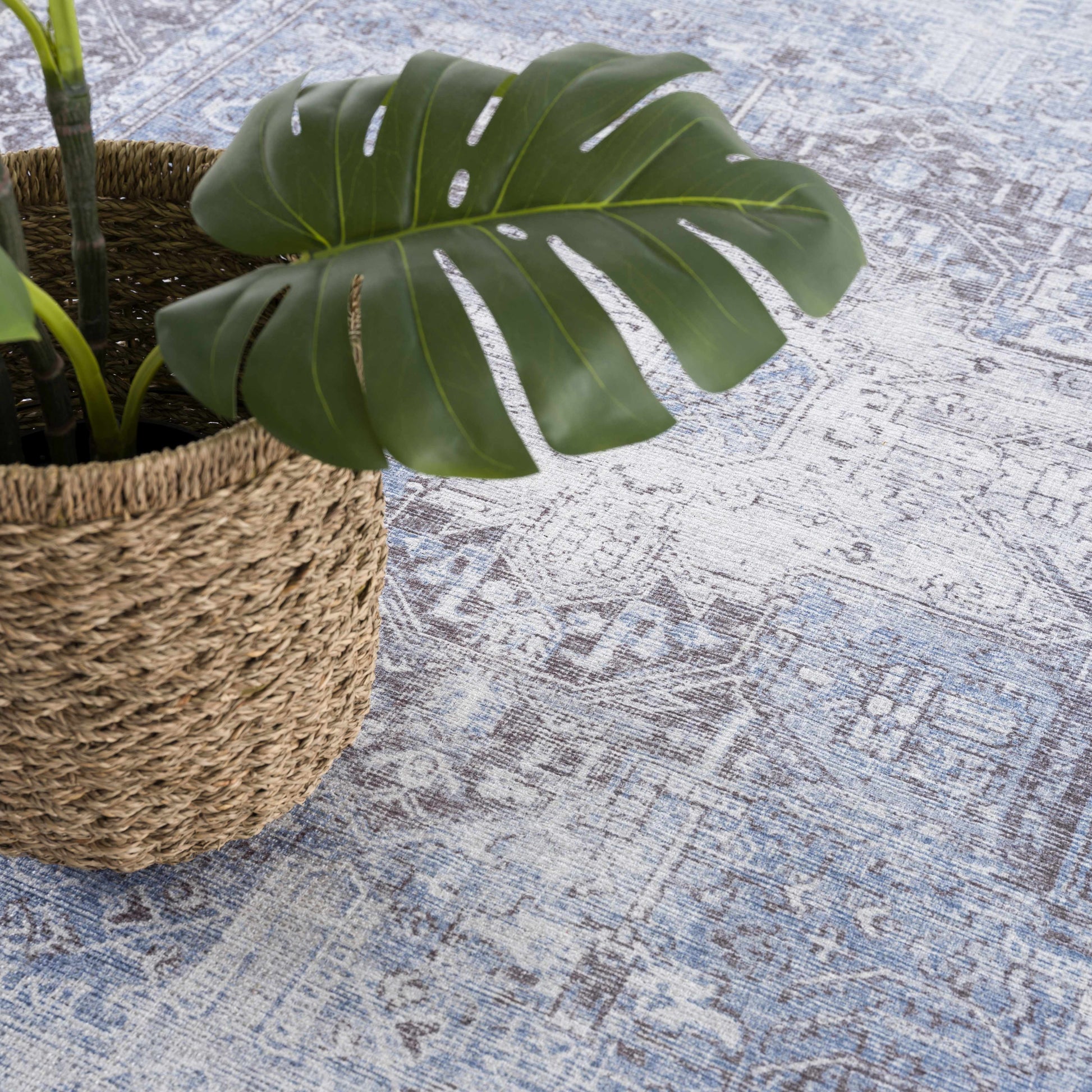 Rosman Ice Blue Washable Rug - Boutique Rugs