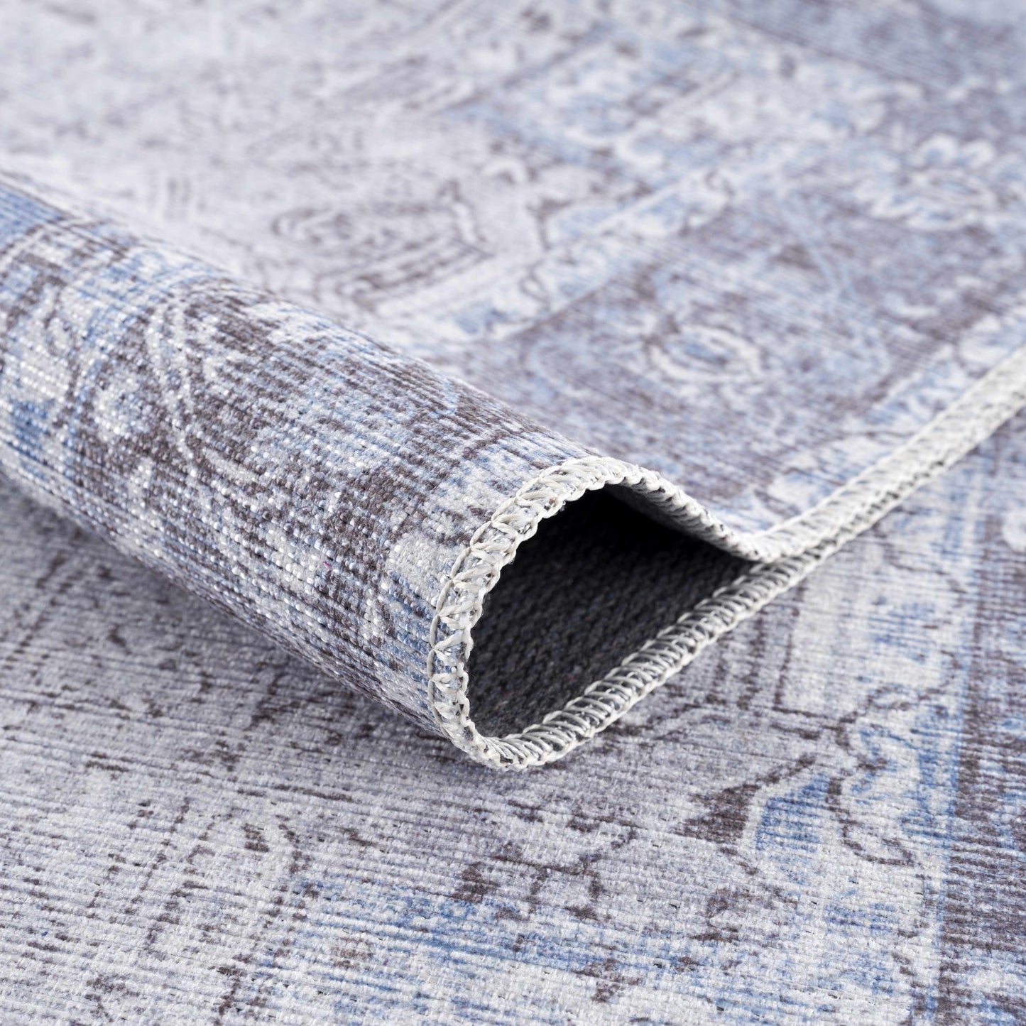 Rosman Ice Blue Washable Rug - Boutique Rugs