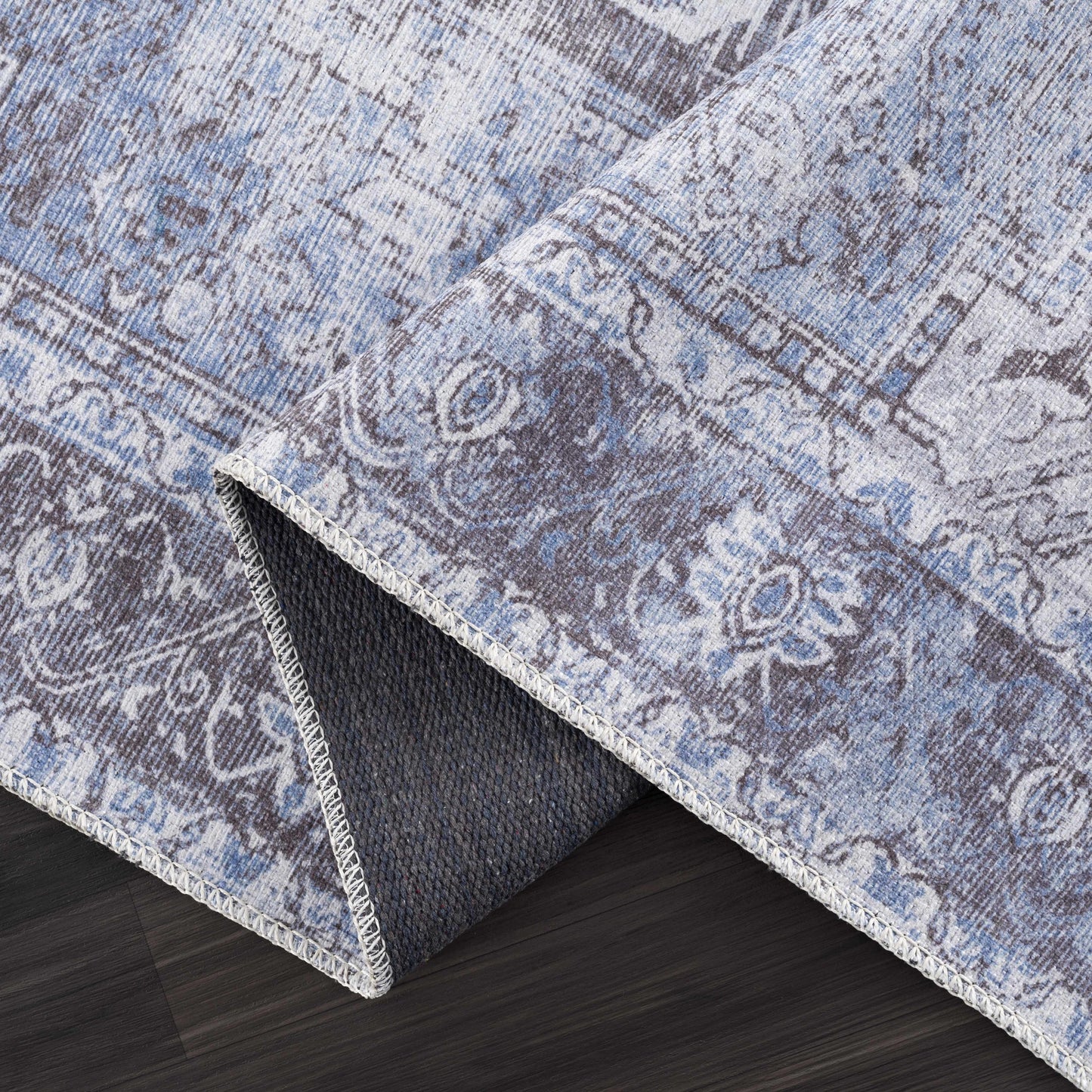 Rosman Ice Blue Washable Rug - Boutique Rugs