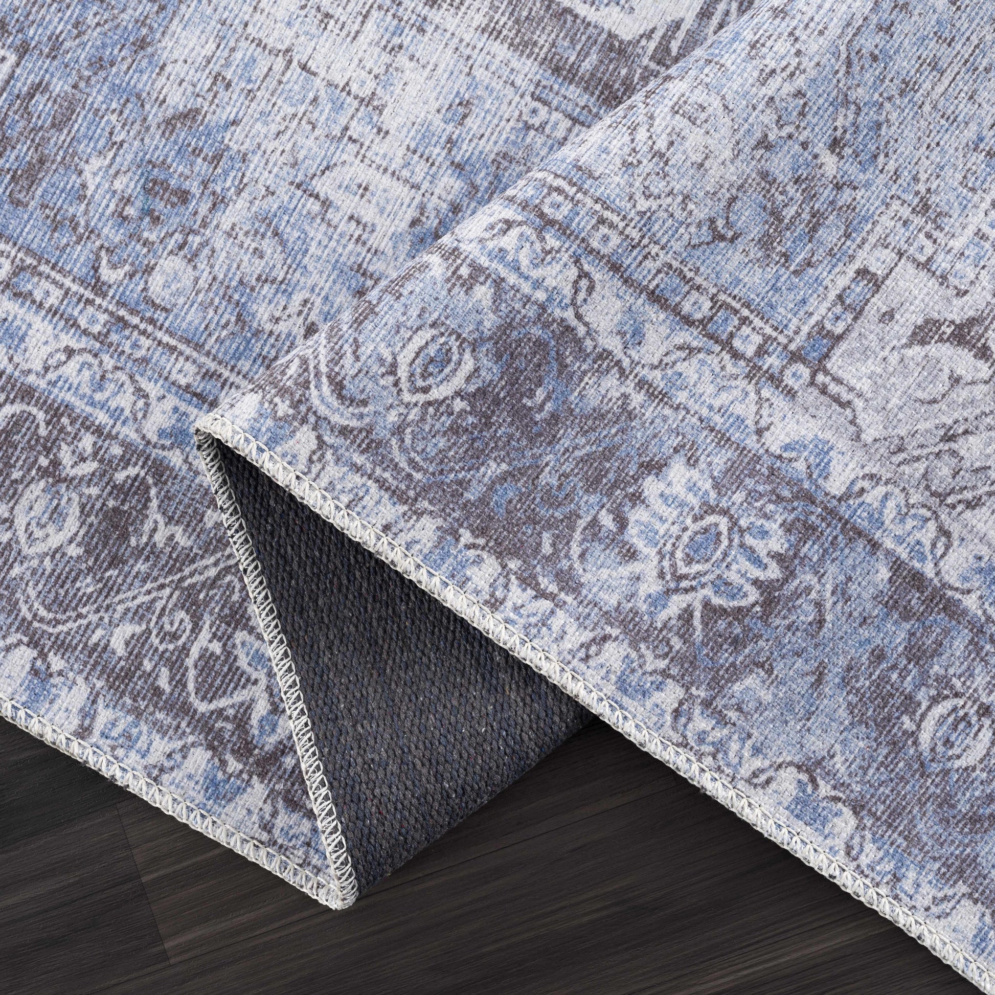 Rosman Ice Blue Washable Rug - Boutique Rugs