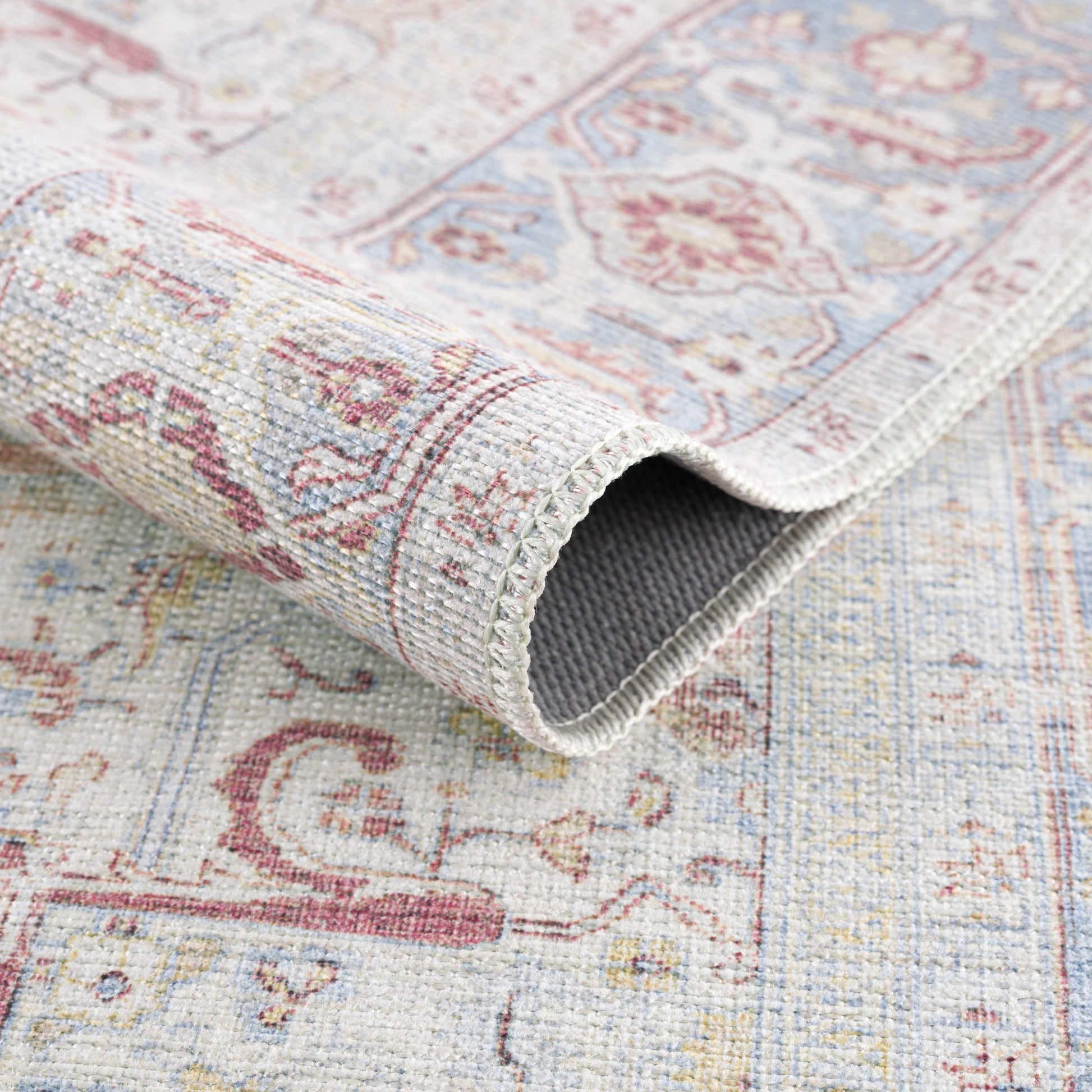 Cream Rust Leeston Vintage Washable Area Rug - Clearance - Boutique Rugs