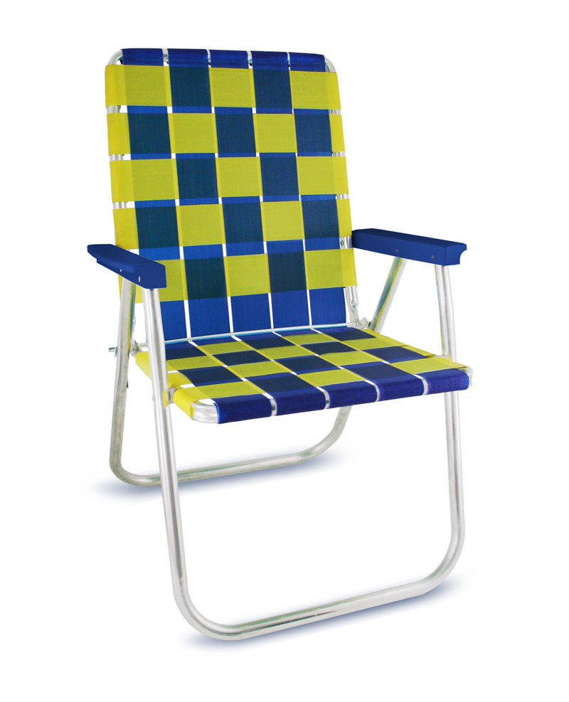 Chaise de jardin classique bleue et jaune