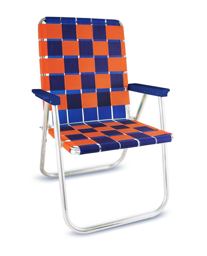 Silla de jardín clásica azul y naranja