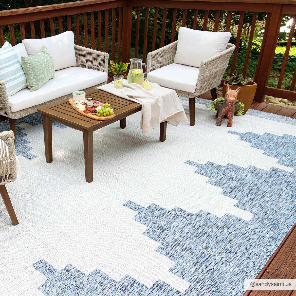 Djugun Blue Outdoor Rug - 8’10’’ x 12’ Rectangle - Boutique Rugs