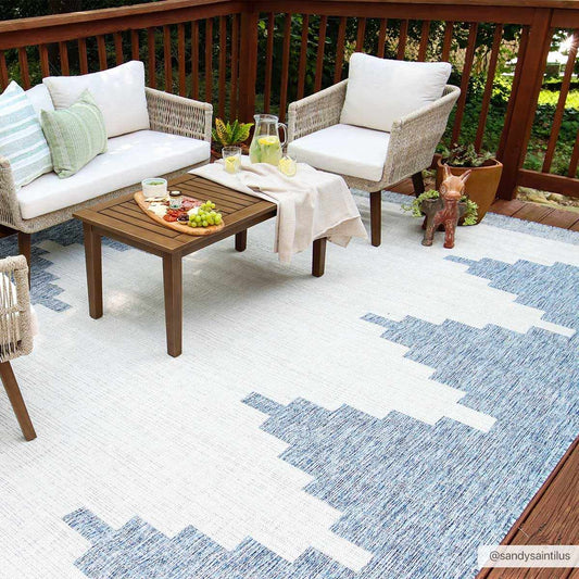 Djugun Blue Outdoor Rug - 8’10’’ x 12’ Rectangle - Boutique Rugs