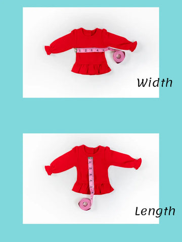 Vibrant red doll shirts cardigan with flared hem, ruffled cuffs