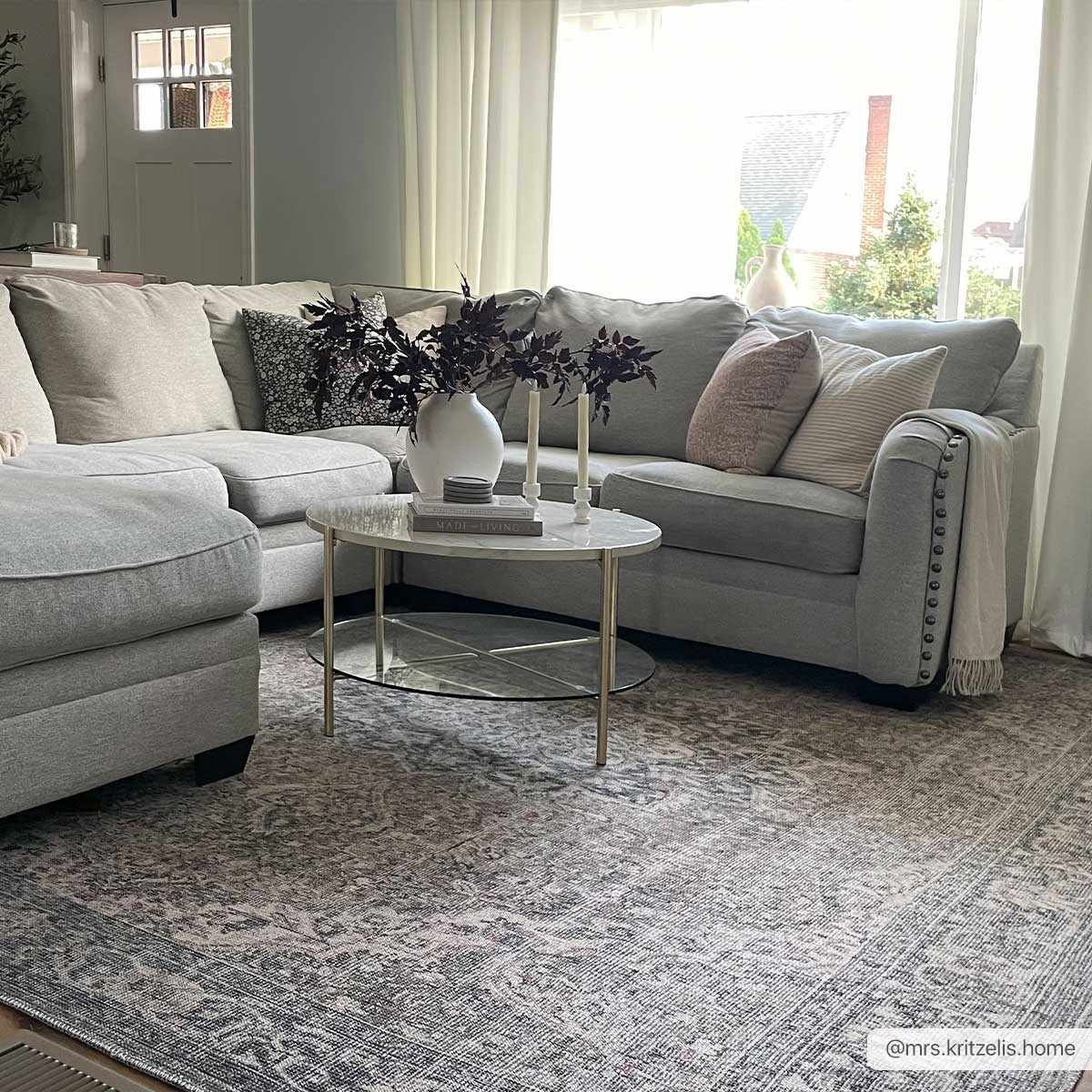 Dusty Sage Washable Persian Rug - Boutique Rugs