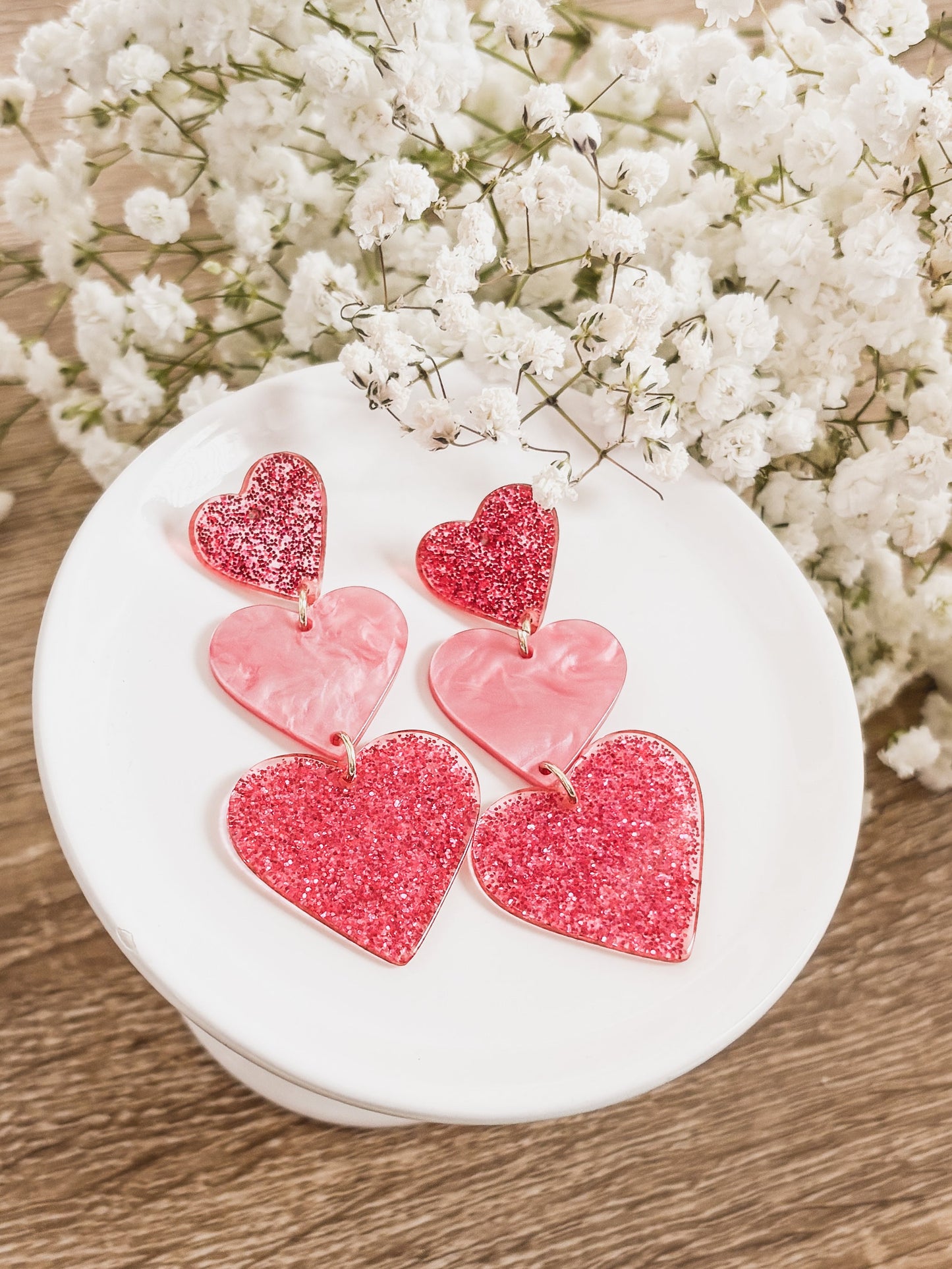 Beautiful Acrylic Heart Earrings