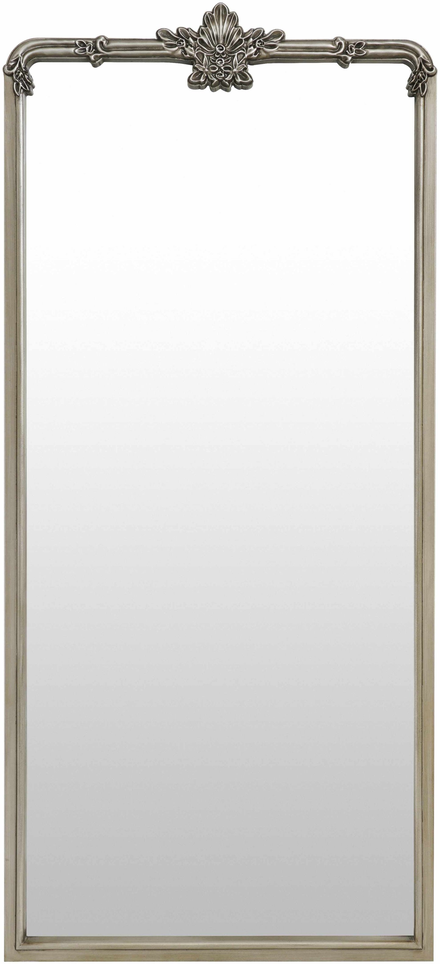 Silver Gray Frame 66’’ Rectangle Wall Mirror - 66’’H x 30’’W x 2’’D Arch/Crowned Top - Boutique Rugs