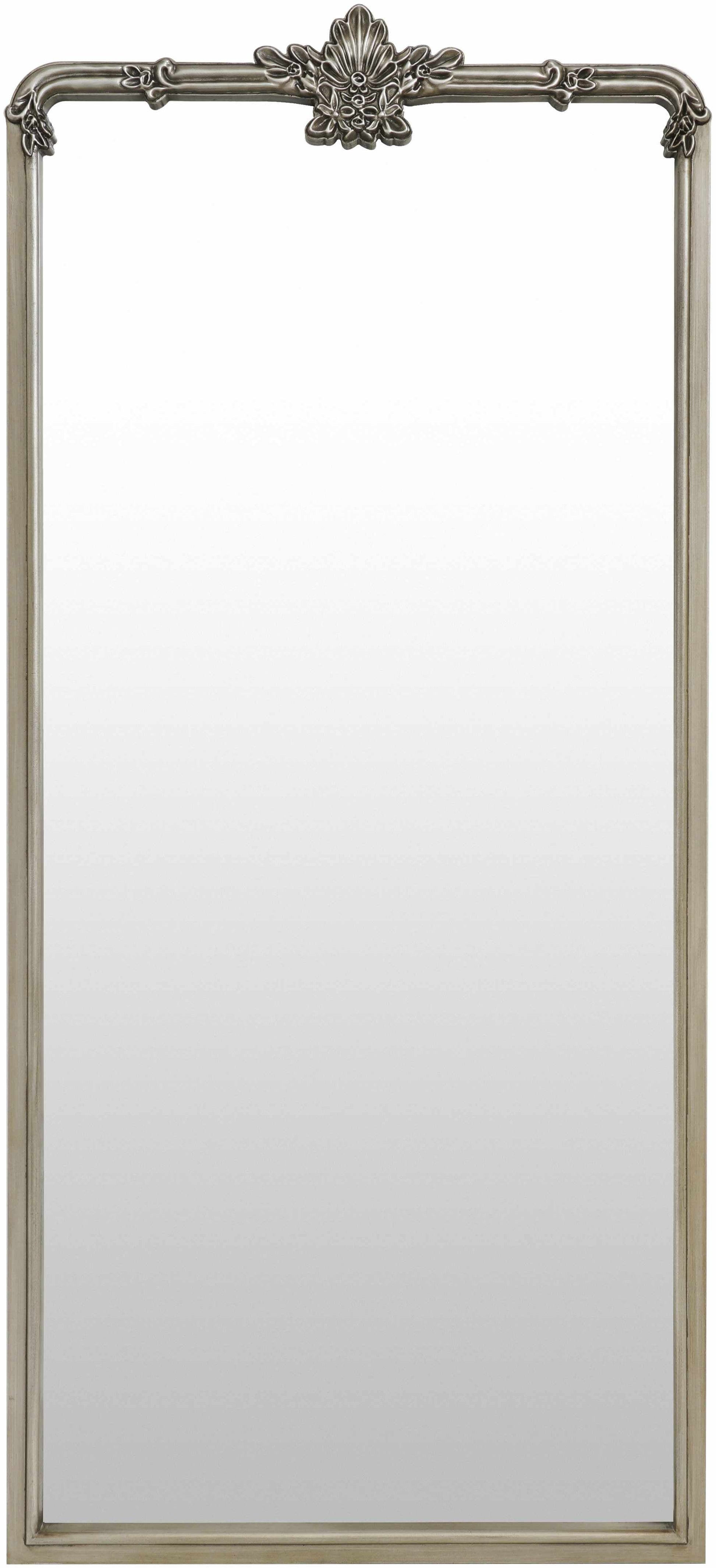 Silver Gray Frame 66’’ Rectangle Wall Mirror - 66’’H x 30’’W x 2’’D Arch/Crowned Top - Boutique Rugs