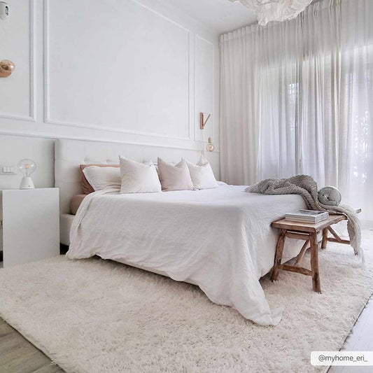 Faina Solid Cream Shag Rug Washable - Boutique Rugs