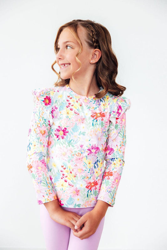 Field of Flowers L/S Ruffle Tee - Mila & Rose ®