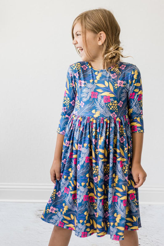 Blue Floral Twirl Dress - Mila & Rose ®