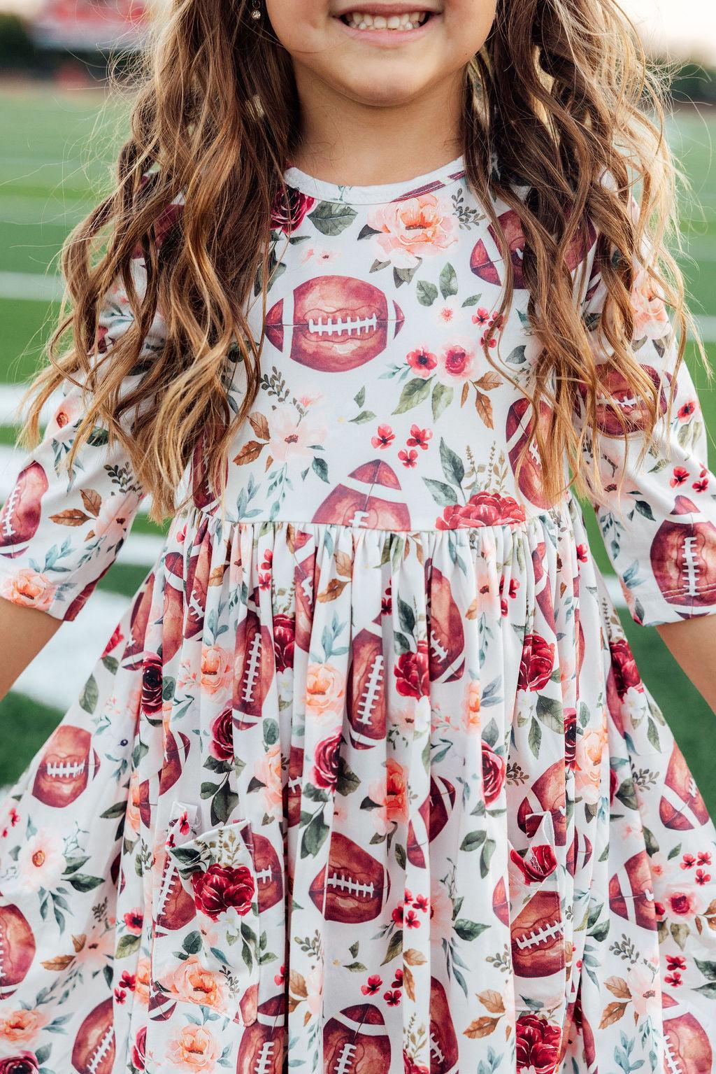 Footballs & Flowers Fall Twirl Dress - Mila & Rose ®