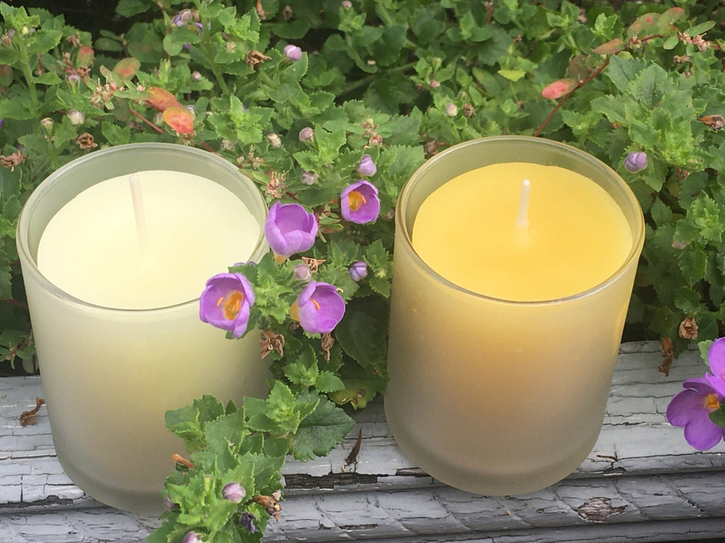 Frosted Glass Beeswax Votive Candle