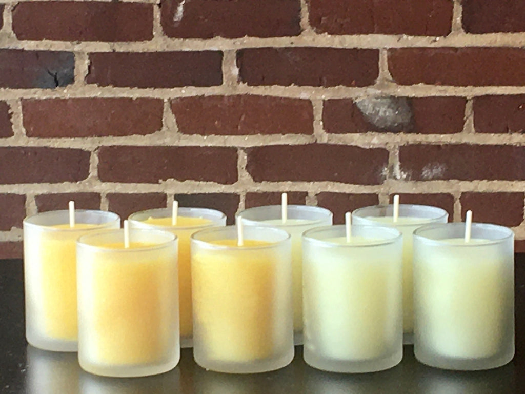 Frosted Glass Beeswax Votive Candle