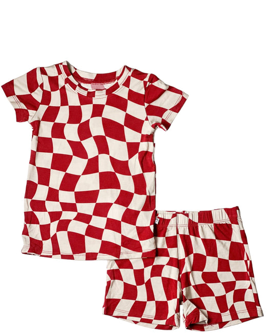 Retro Checkerboard | Two Piece Pajama Short Set