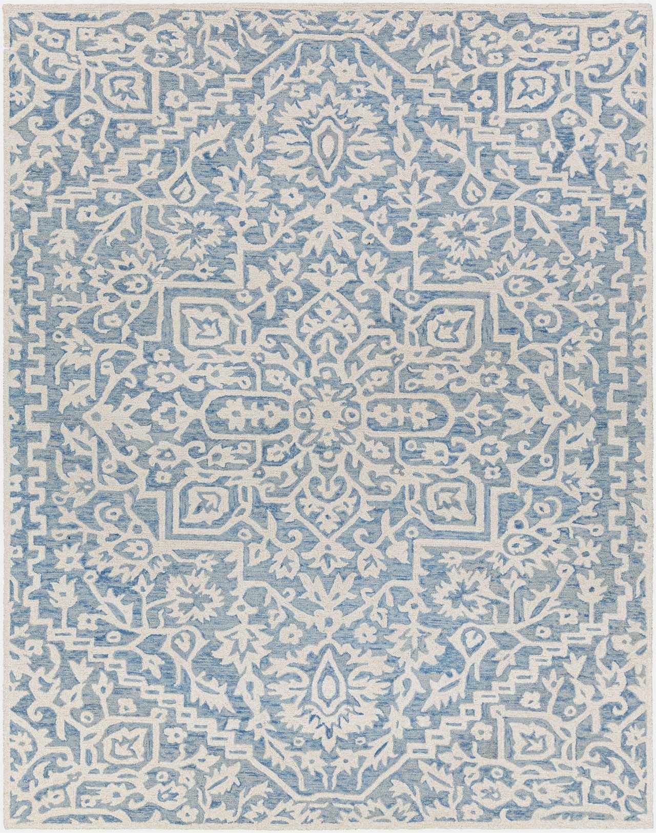 Blue and White Traditional Wool Rug - Boutique Rugs
