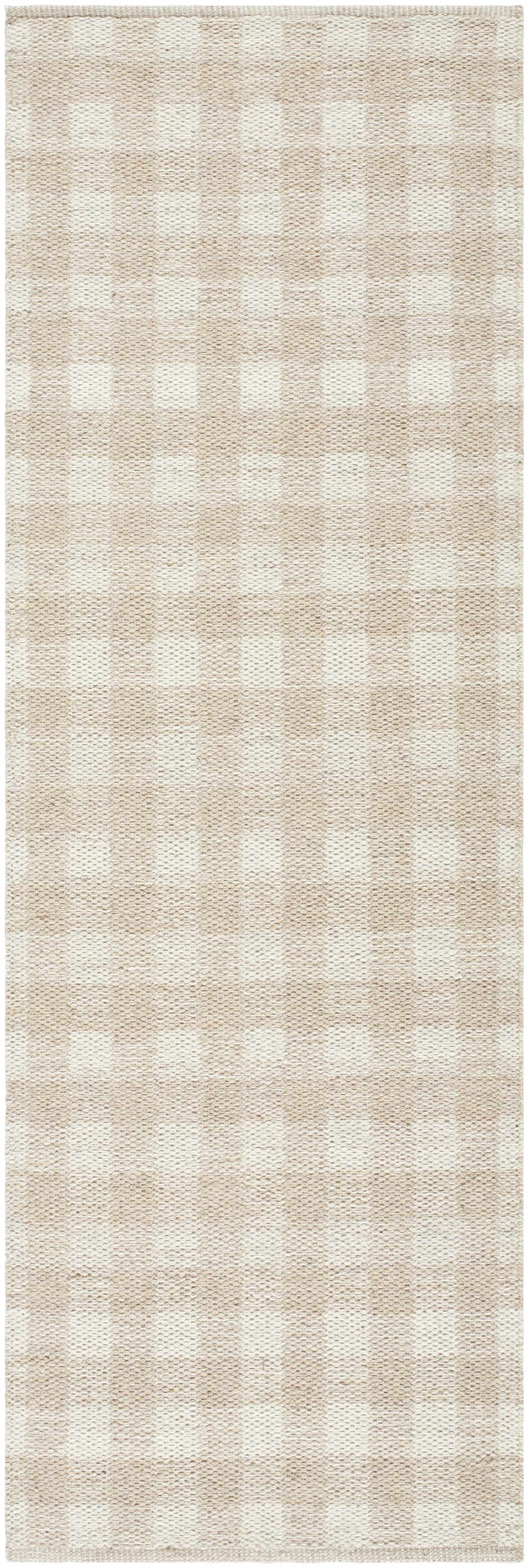Beige Gingham Wool Rug - Boutique Rugs