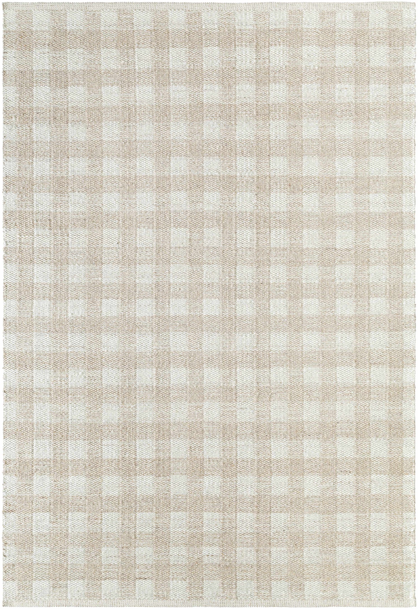 Beige Gingham Wool Rug - Boutique Rugs