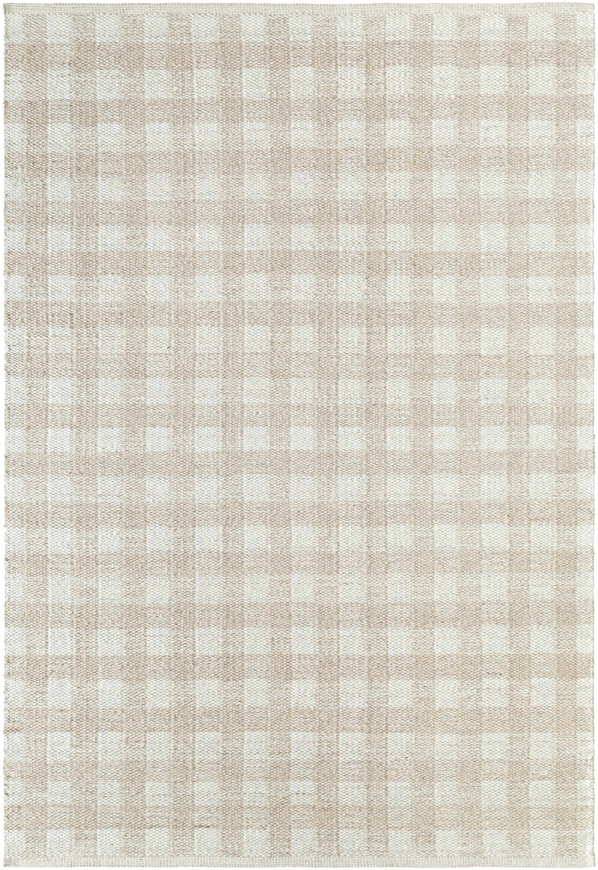 Beige Gingham Wool Rug - Boutique Rugs