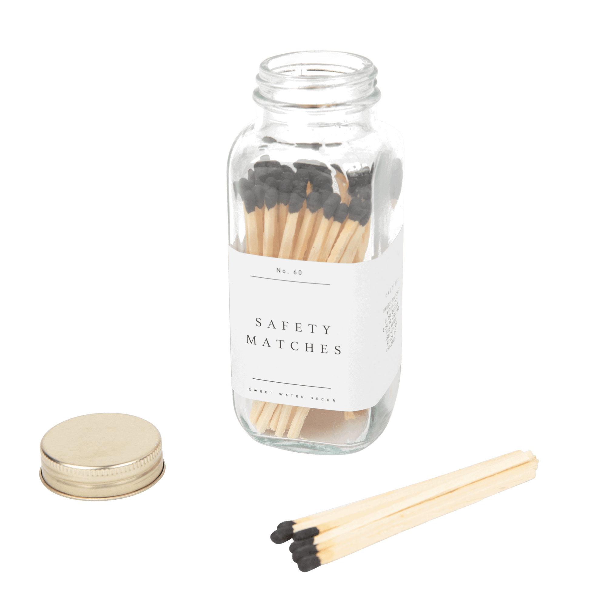 Black Tip Safety Matches - 60 Count 3.75’’ - Sweet Water Decor