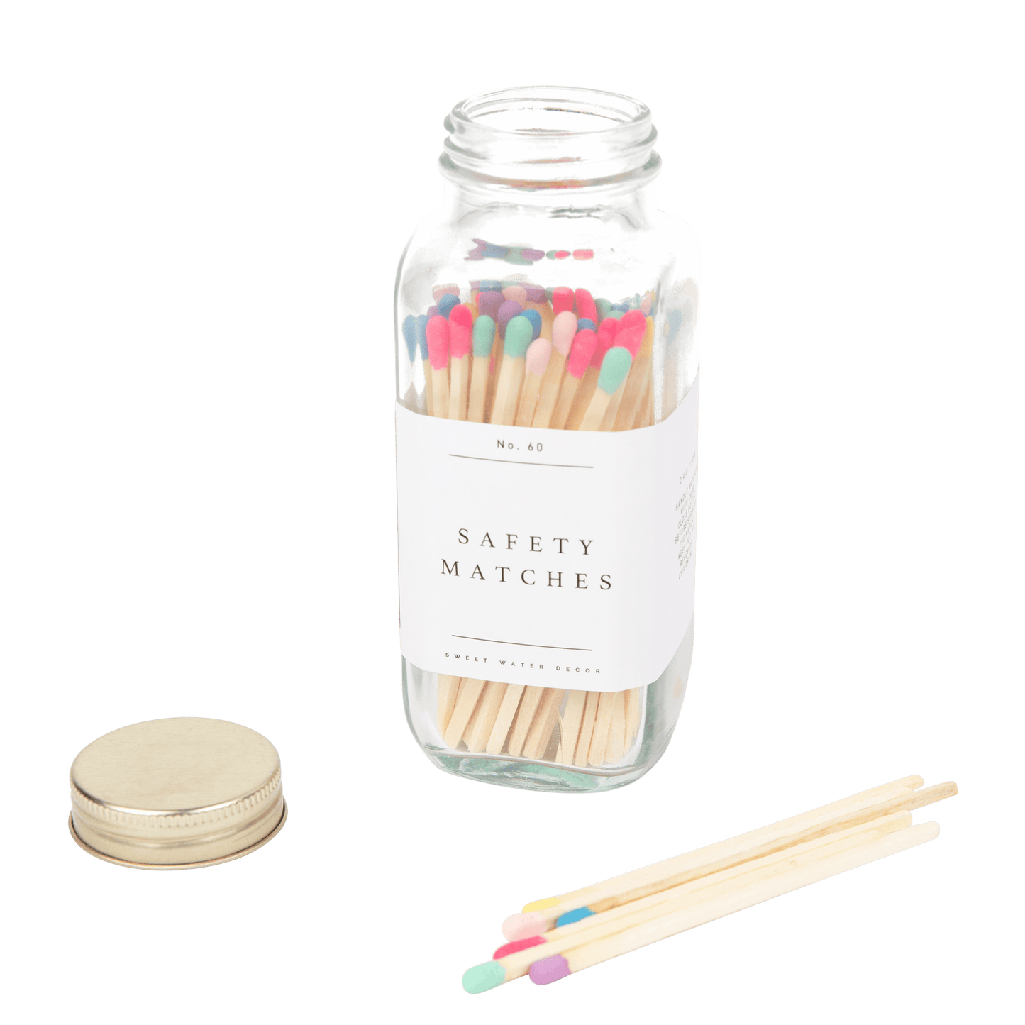 Multicolor Rainbow Safety Matches - 60 Count 3.75’’ - Sweet Water Decor