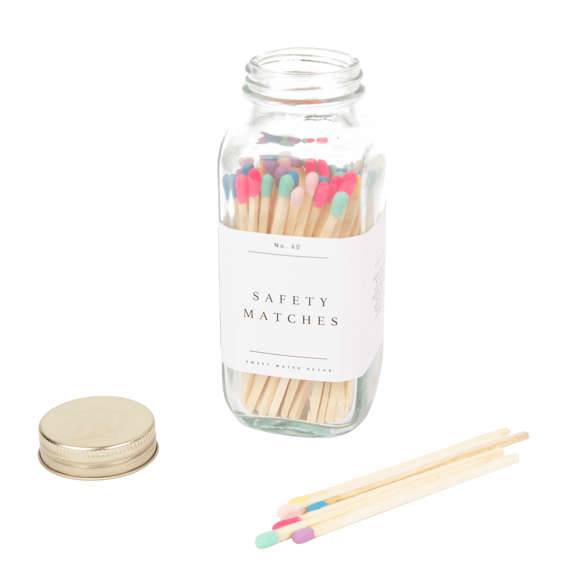 Multicolor Rainbow Safety Matches - 60 Count 3.75’’ - Sweet Water Decor