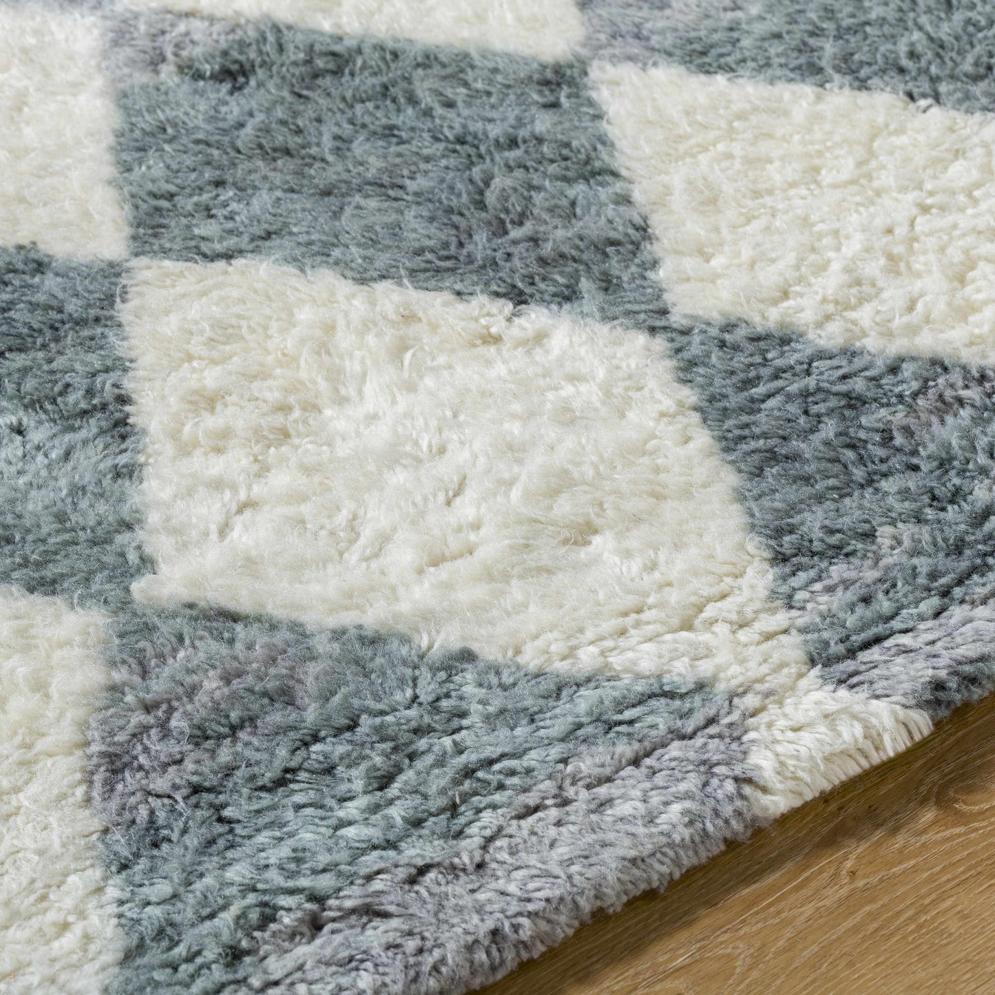Gray Blue Diamonds Wool Rug - Boutique Rugs