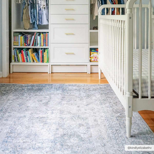 Gael Blue Washable Area Rug - Boutique Rugs