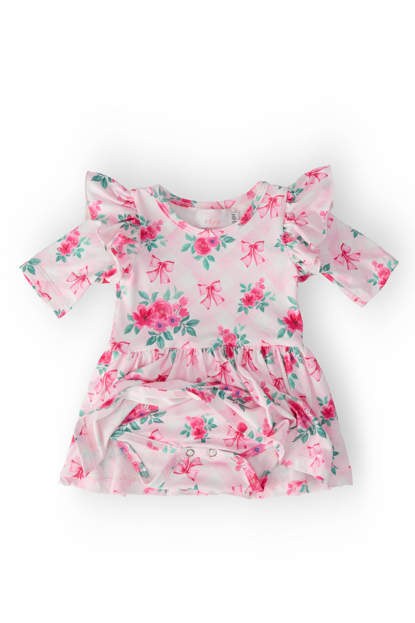 Pink Gingham and Roses Bodysuit Baby Outfit - Mila & Rose ®