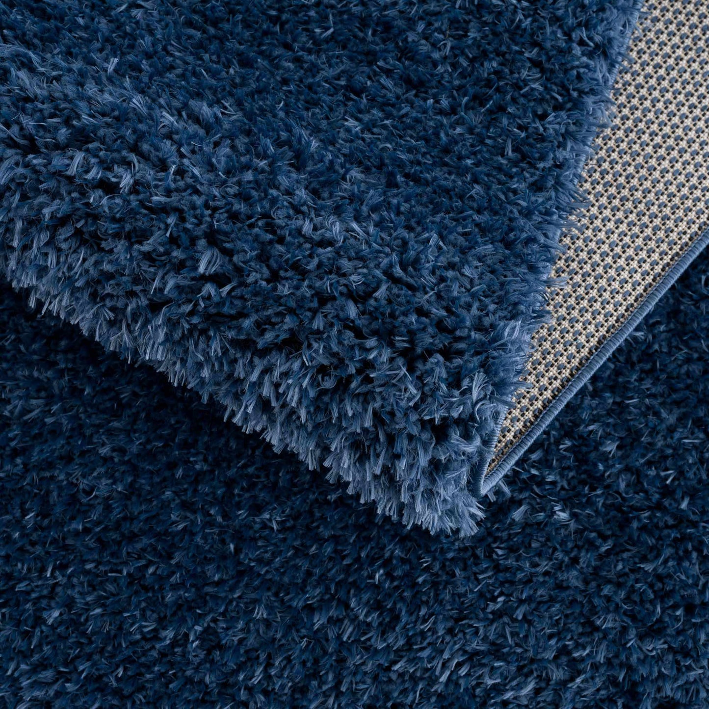 Faina Solid Dark Blue Shag Rug Washable - Boutique Rugs