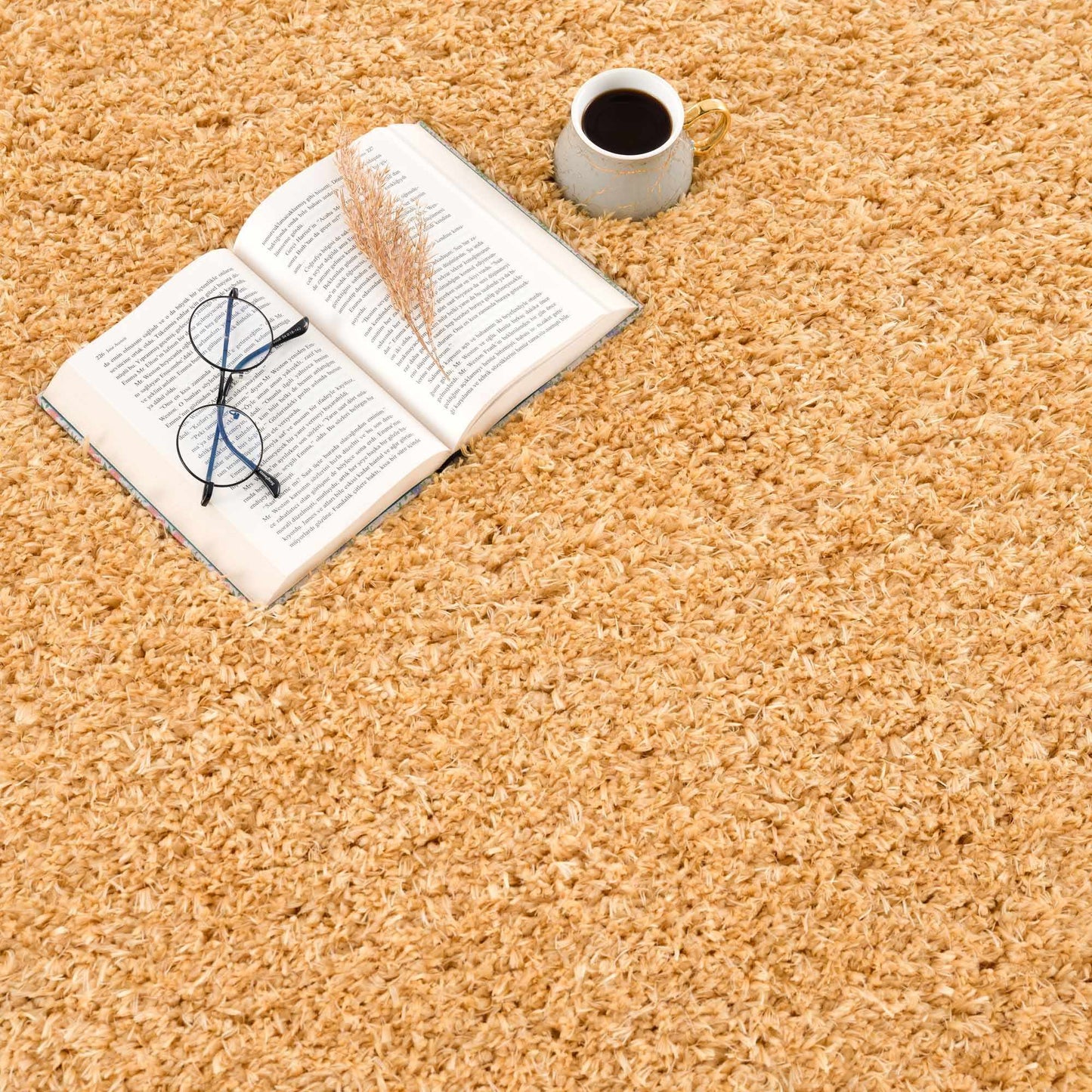 Faina Solid Gold Shag Rug Washable - Boutique Rugs