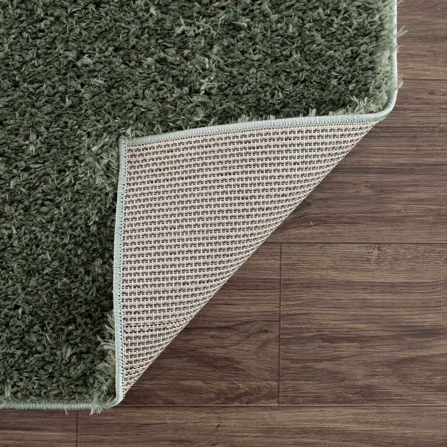 Faina Solid Green Shag Rug Washable - Boutique Rugs