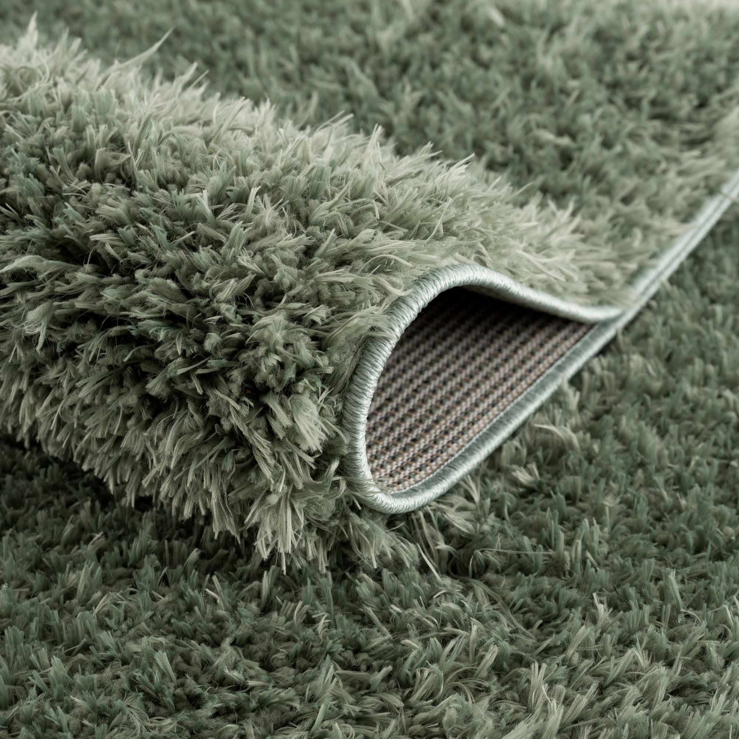 Faina Solid Green Shag Rug Washable - Boutique Rugs