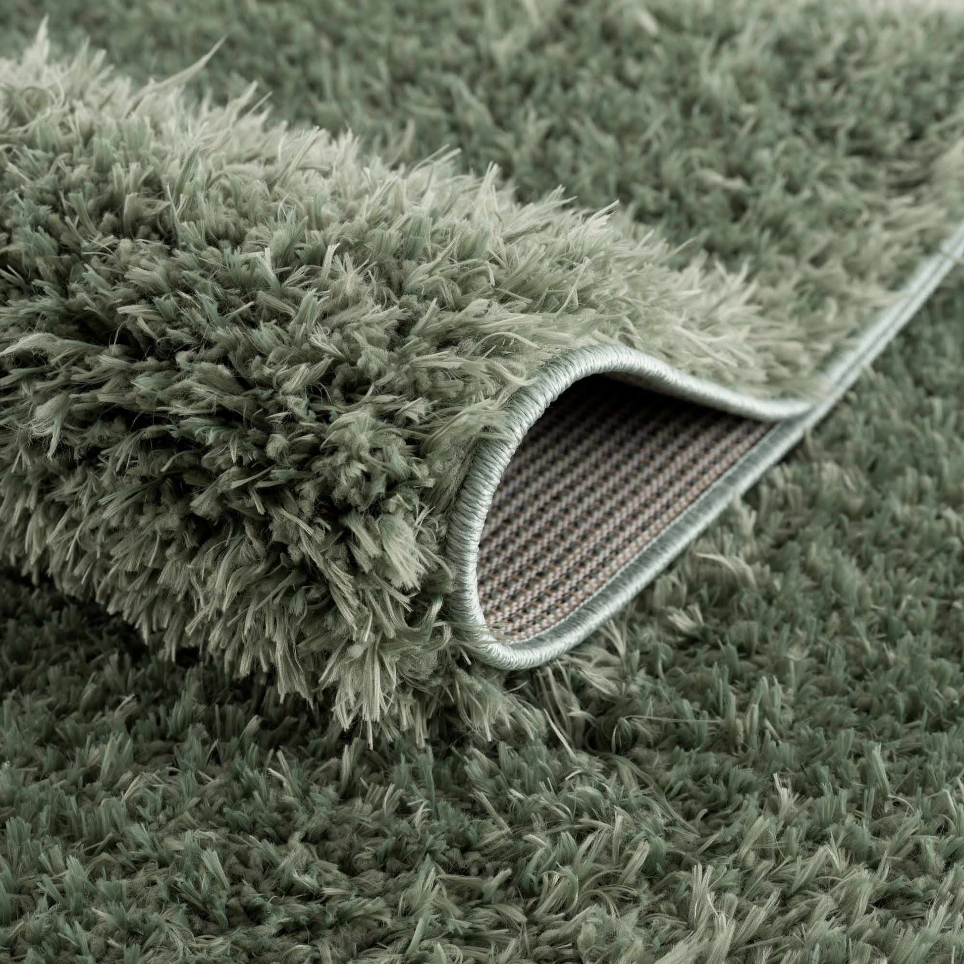 Faina Solid Green Shag Rug Washable - Boutique Rugs