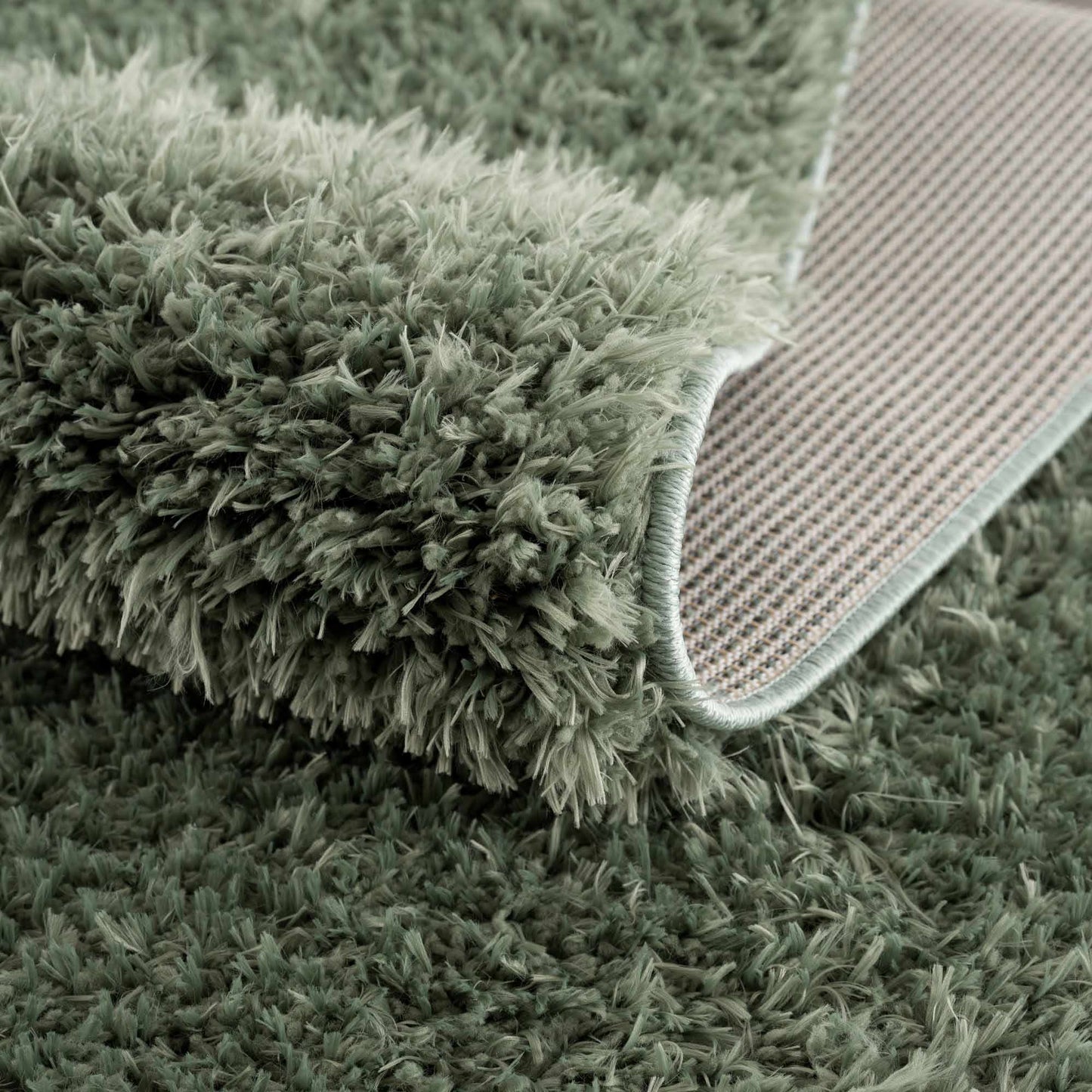 Faina Solid Green Shag Rug Washable - Boutique Rugs