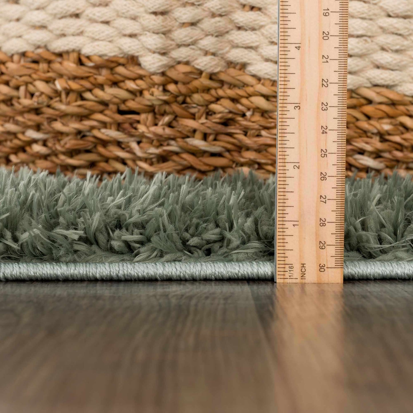 Faina Solid Green Shag Rug Washable - Boutique Rugs