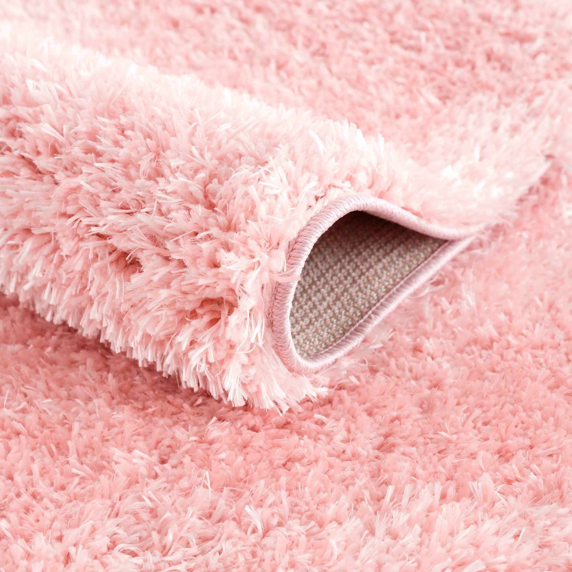 Faina Solid Pink Shag Rug Washable - Boutique Rugs