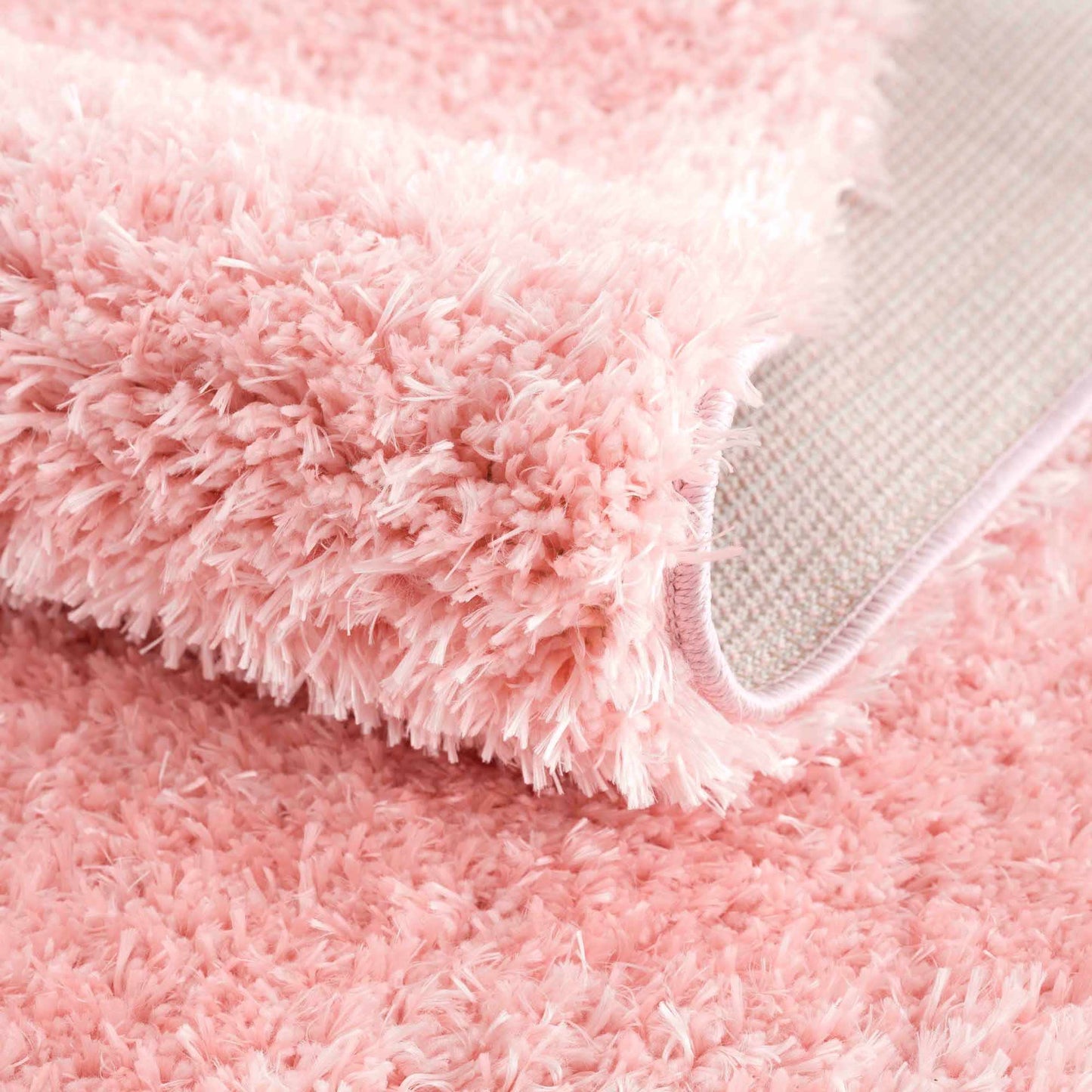 Faina Solid Pink Shag Rug Washable - Boutique Rugs