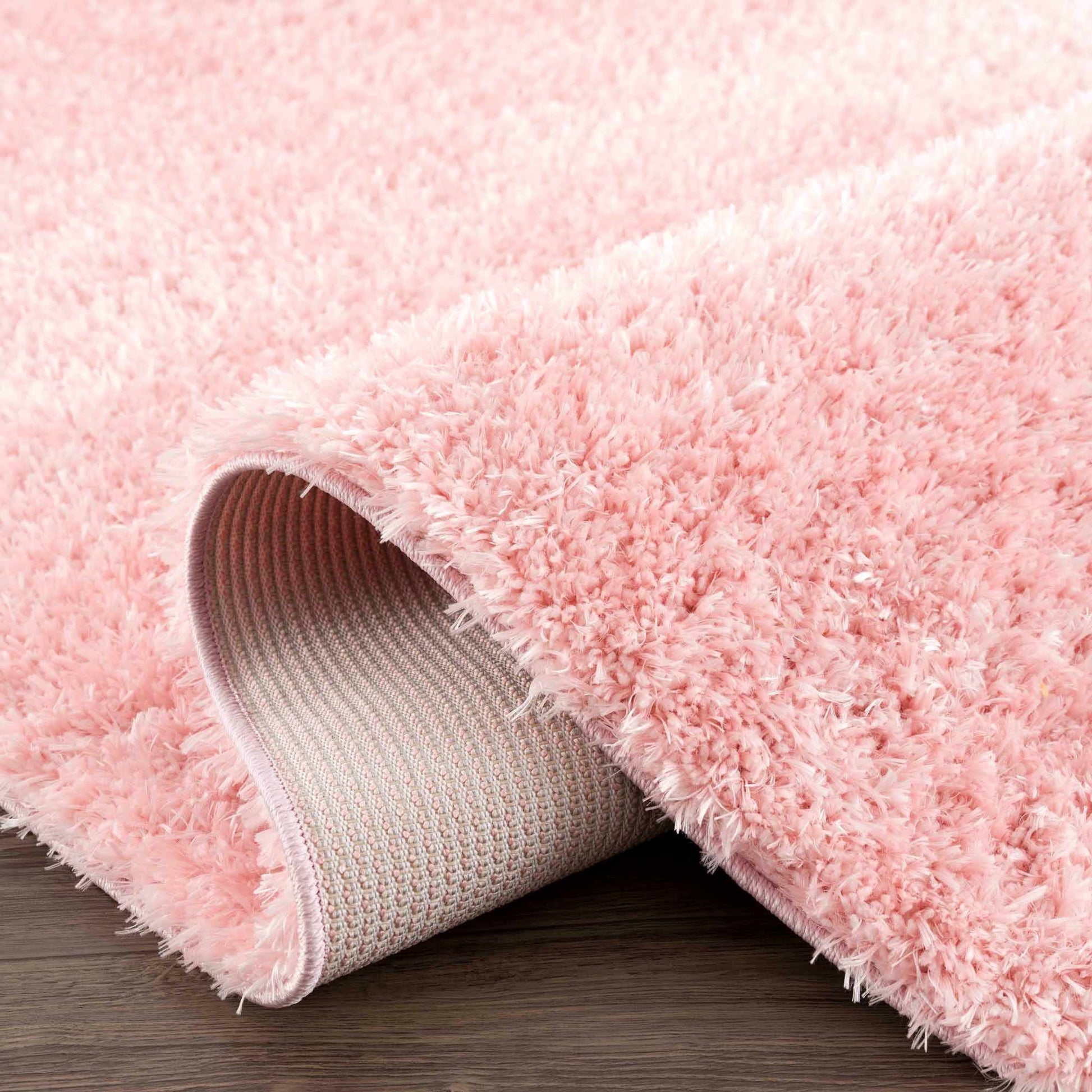 Faina Solid Pink Shag Rug Washable - Boutique Rugs
