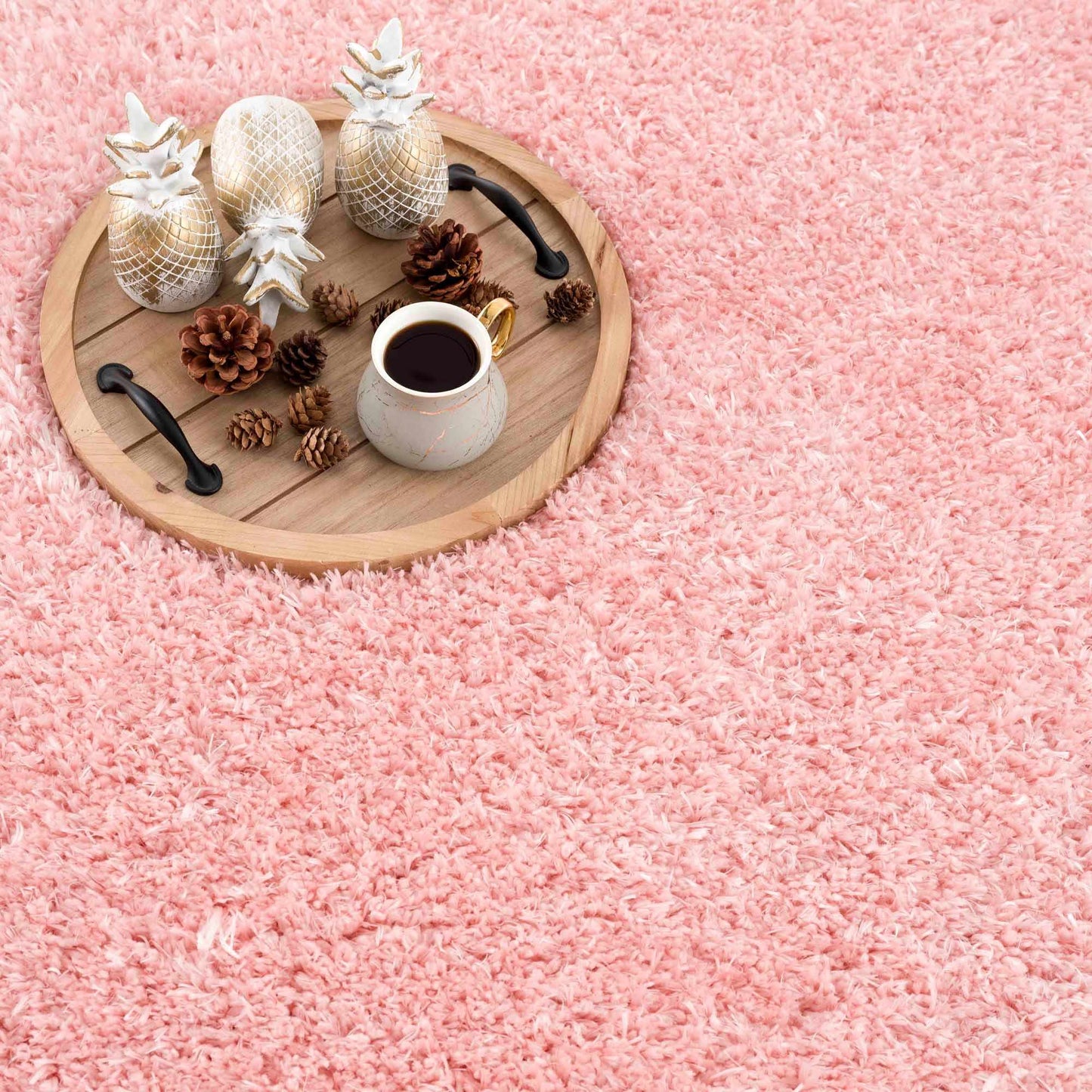 Faina Solid Pink Shag Rug Washable - Boutique Rugs