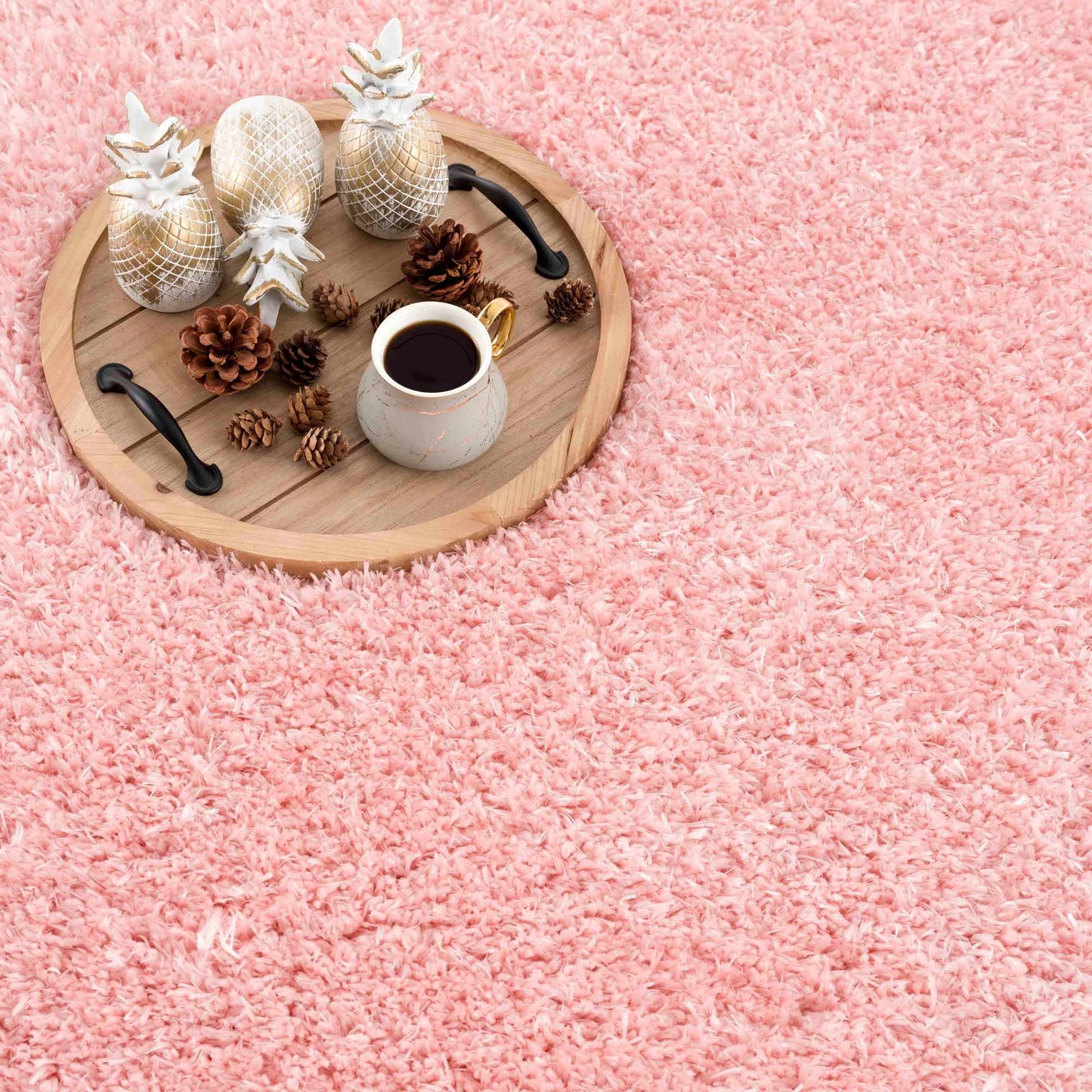 Faina Solid Pink Shag Rug Washable - Boutique Rugs